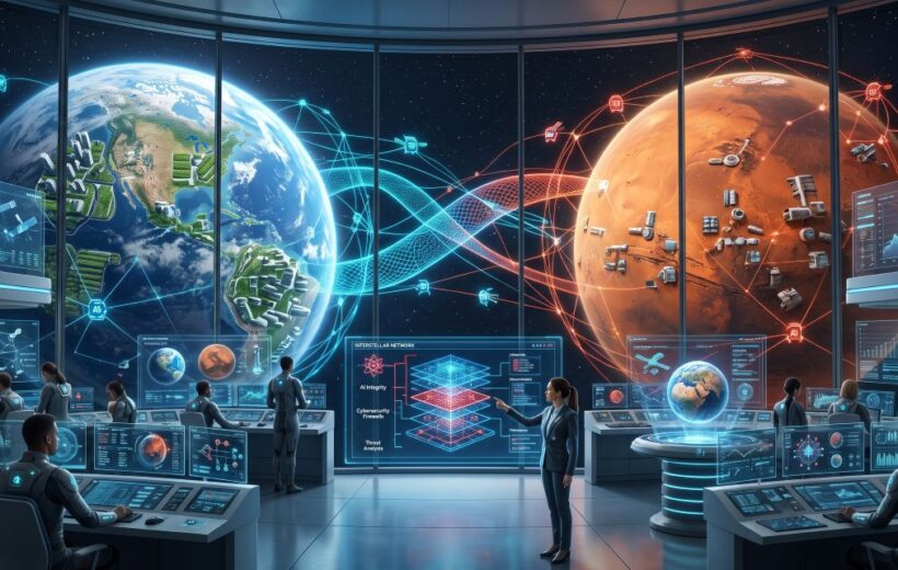 Affronter AI Vision mit künstlicher Intelligenz, verantwortungsvoller KI, intelligenten Agenten, Cybersicherheit, Cloud Computing und digitaler Innovation auf der Erde und auf Computing Planet Mars.